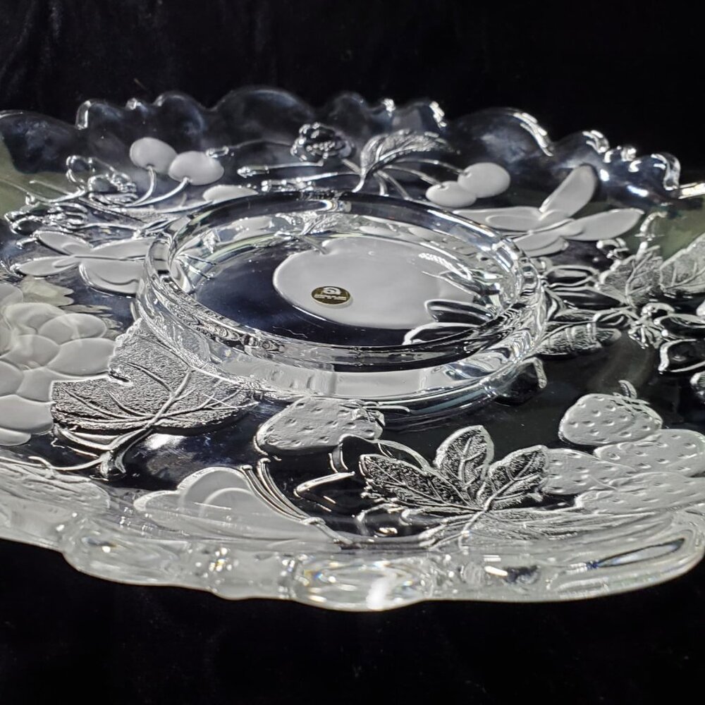 Heavy Japanese Aderia Glass Crystal Serving Plate - Picture 5 of 9
